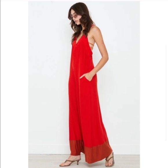 NWT FREE PEOPLE We Are HAH Jump 2 It Red Jumpsuit Romper - Picture 3 of 4